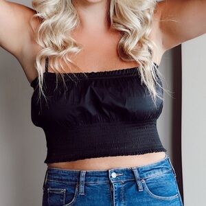 Danielle Bernstein Smocked Crop Top